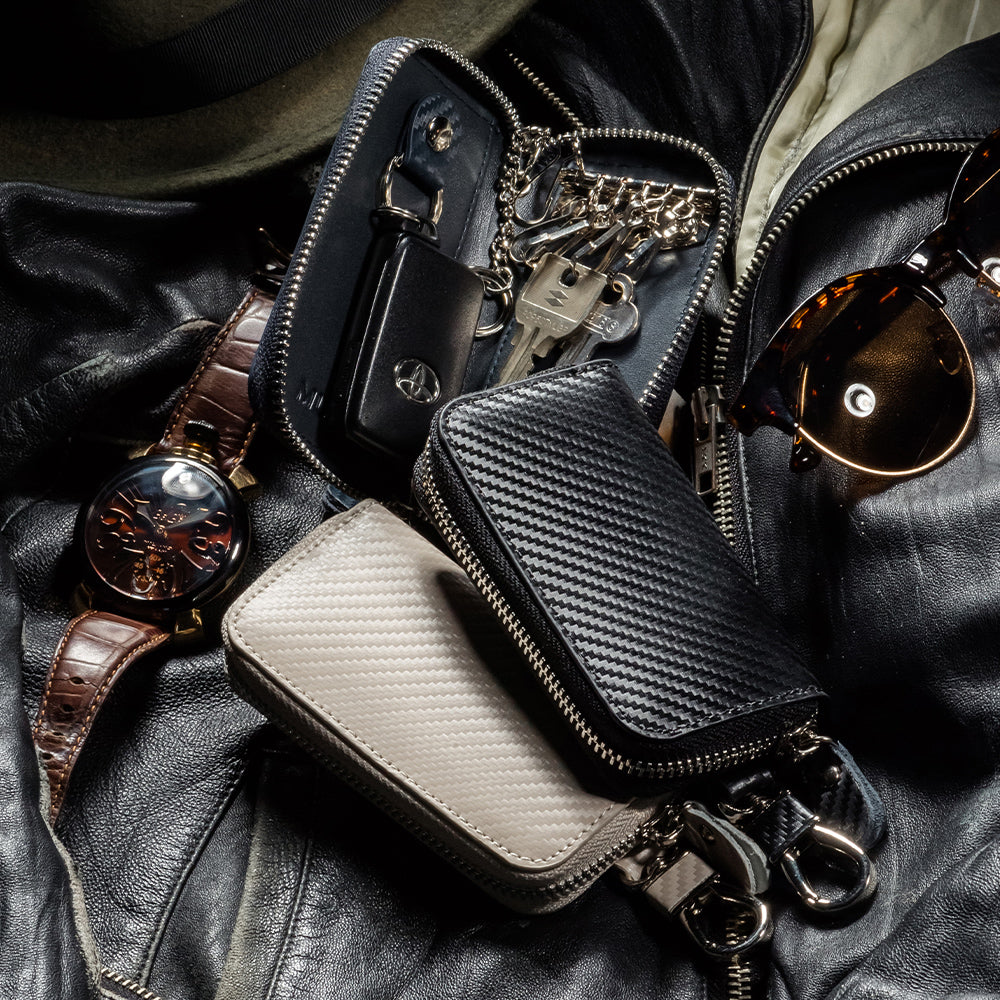 MURA キーケース メンズ スマートキーケース 本革 6連 ファスナー付き