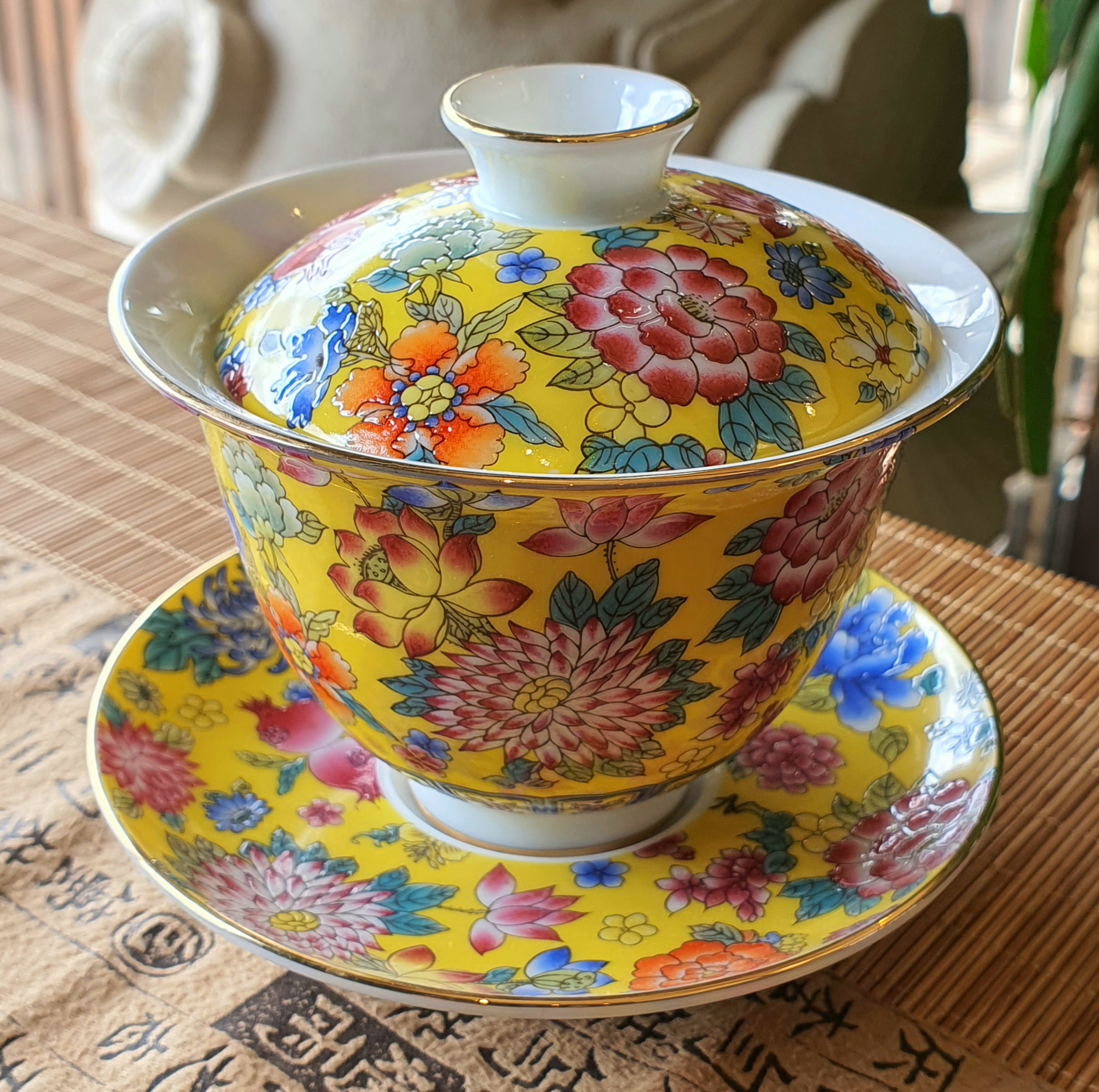 景徳鎮1960年コレクション手描き蓋碗【黄】 | 福岡 北九州 中国茶