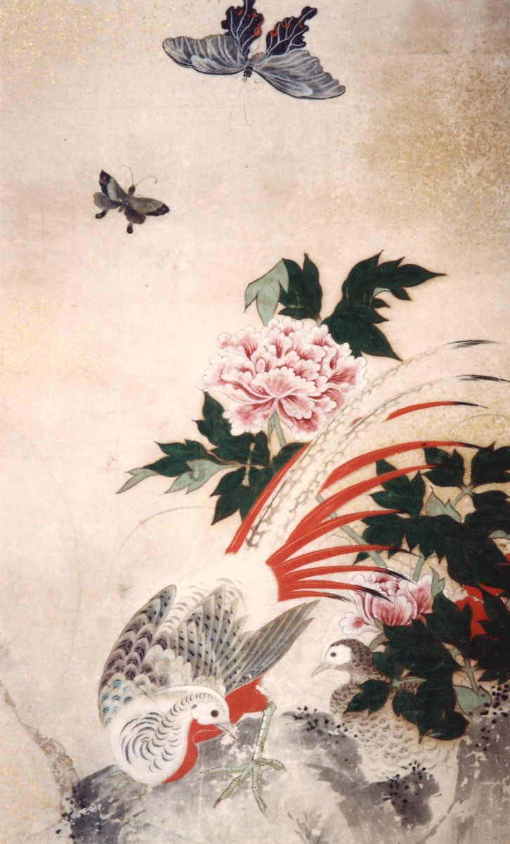 紙本着色花鳥人物屏風 | 上田市の文化財