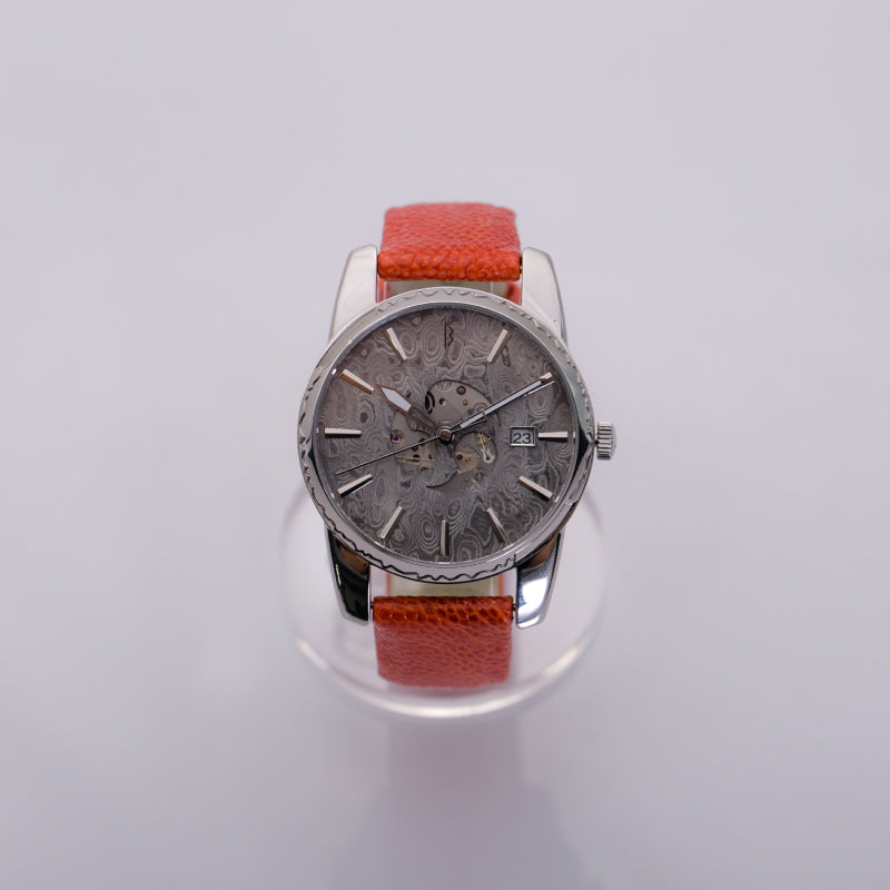 Damascus watch SAMURAI -Orange- - MUSHA Made In Japan