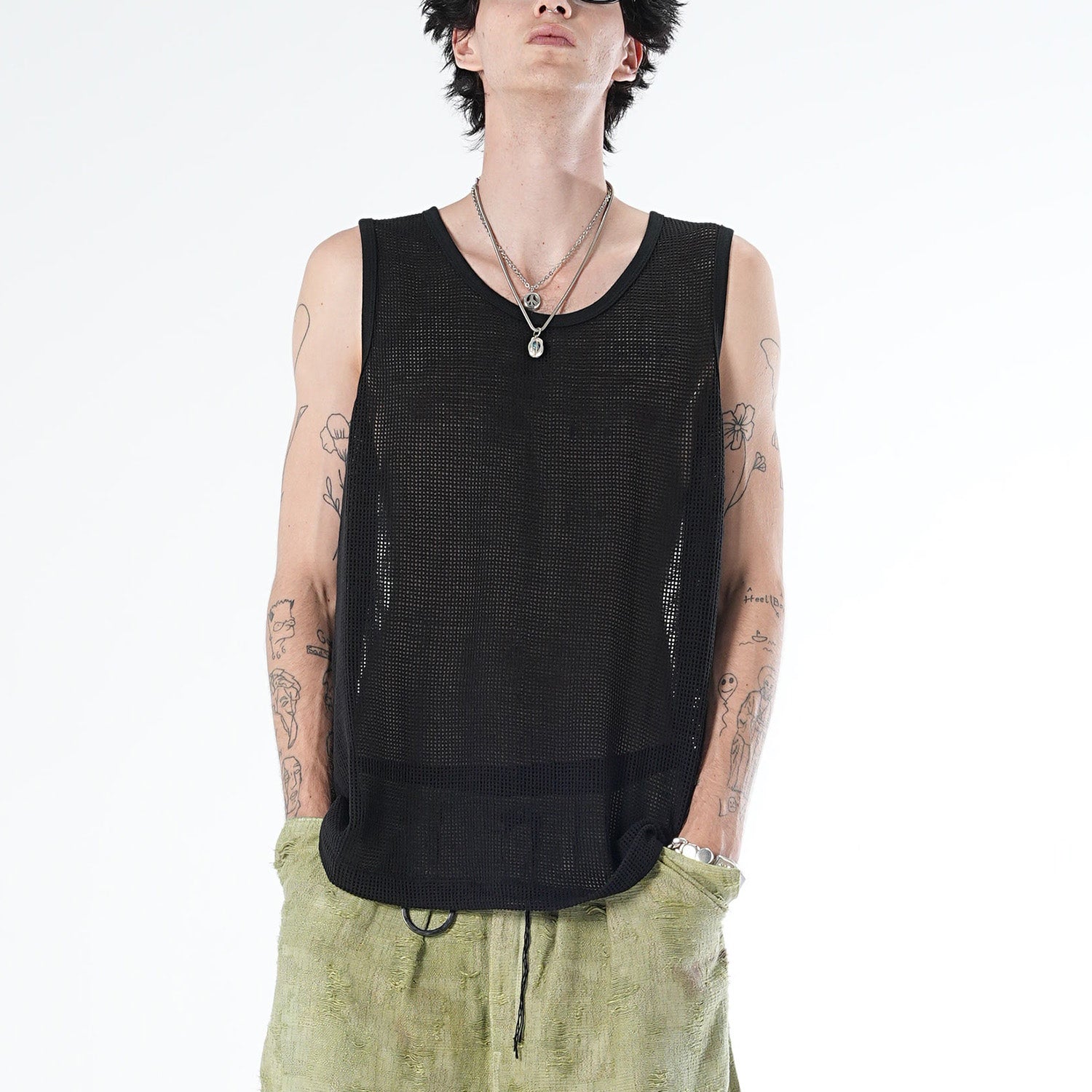 MUZE TURQUOISE LABEL - MESH TANK TOP(BLACK) ミューズ タンクトップ