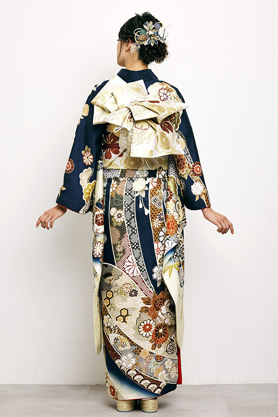 鈴乃屋の振袖 /紺色/古典/熨斗柄/ MK-1501 | My振袖