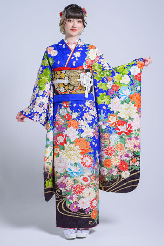 鈴乃屋の振袖 /赤色/茶色/古典/花柄/ MK-1206 | My振袖