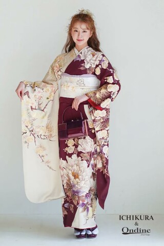 振袖専門店 一蔵の振袖 /紫色/白色/古典/花柄/ E-1105 | My振袖