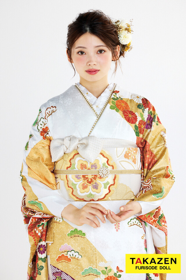 TAKAZENの振袖 /白色/オレンジ色/古典/その他/ プレミアム古典 吉澤