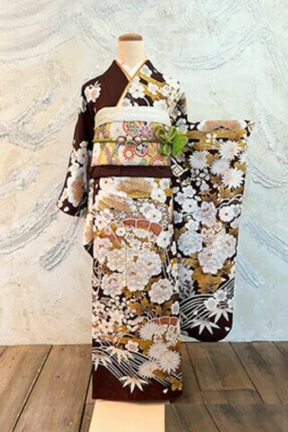 二十歳振袖館Azの振袖 /茶色/黒色/エレガント/菊柄/ RL8212 | My振袖