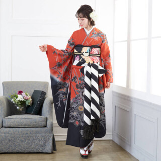 紅型染め振り袖フルセット別誂長襦袢付成人式振袖替え半衿付179