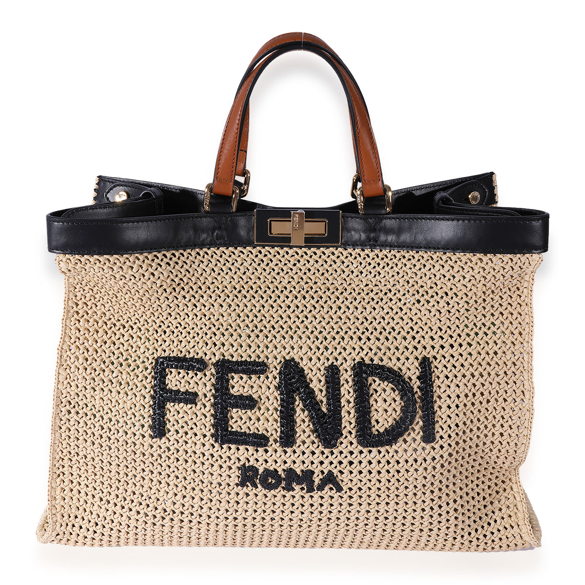 Fendi Raffia Vitello Macrame Large Peekaboo X-Tote | myGemma