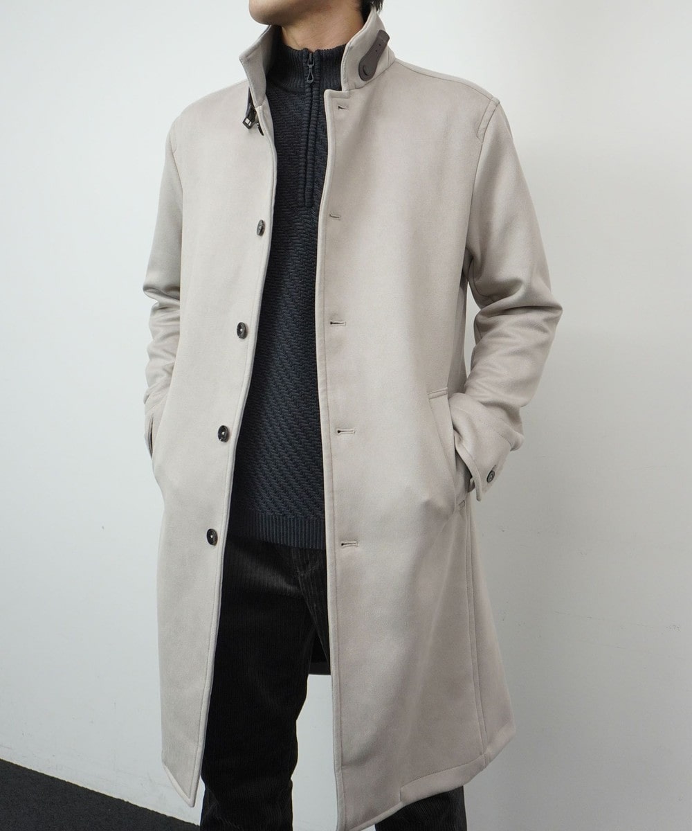 HIDEAWAYS BLACK】マイクロ起毛ポンチ スタンドコート｜その他コート