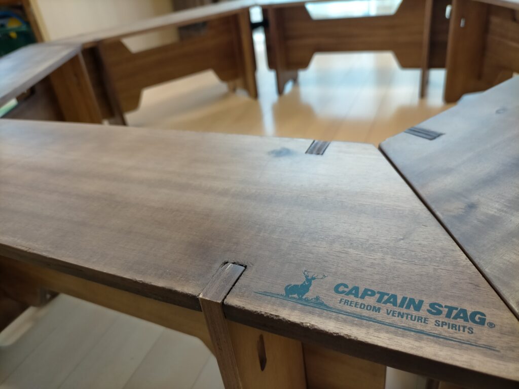 キャプテンスタッグ 木製ヘキサグリルテーブル】 レビュー。大人数に