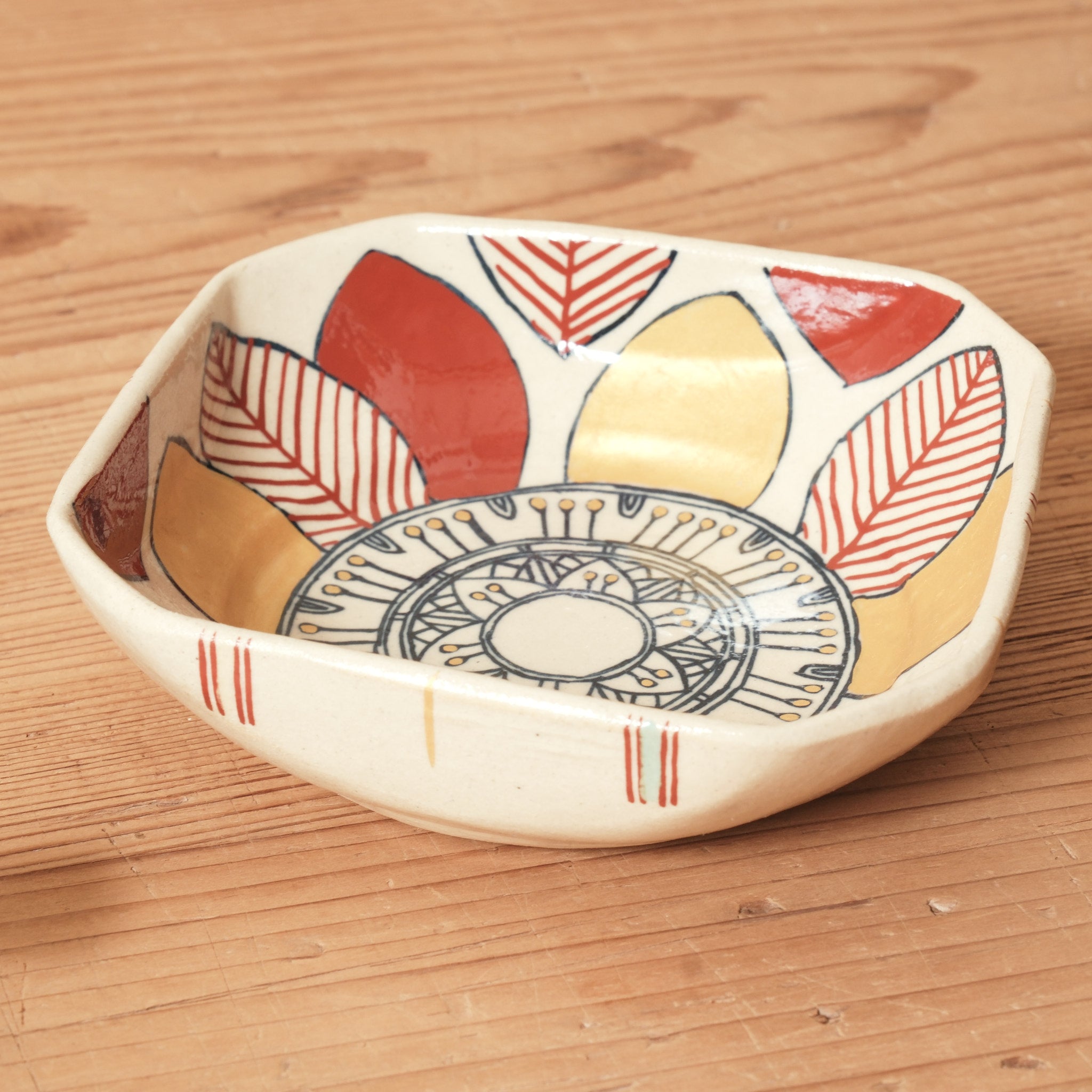 加藤 喜道 ] 絵付け □小鉢 幅約11.5cm 赤絵・金彩 C – 菜じみ -najimi