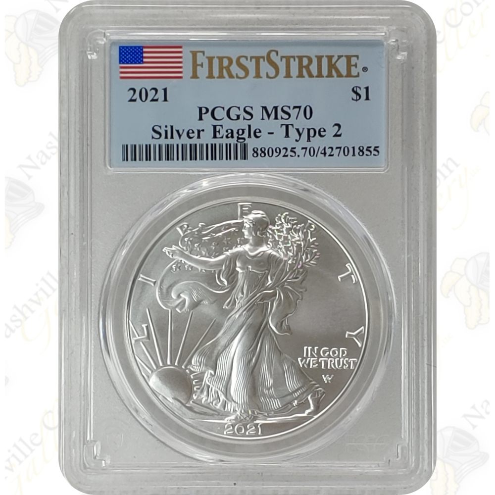 2021 Type 2 PCGS MS70 FS 1 oz American Silver Eagle - SKU #14222
