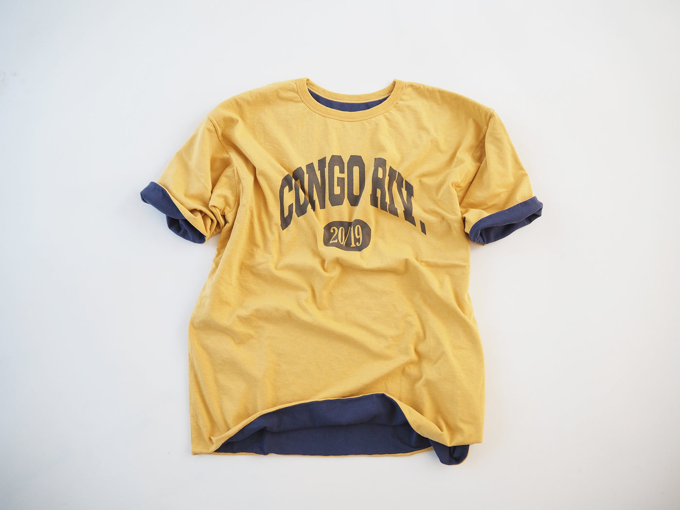 CIOTA リバーシブル半袖ティーシャツ, Yellow × Navy – Navyblue