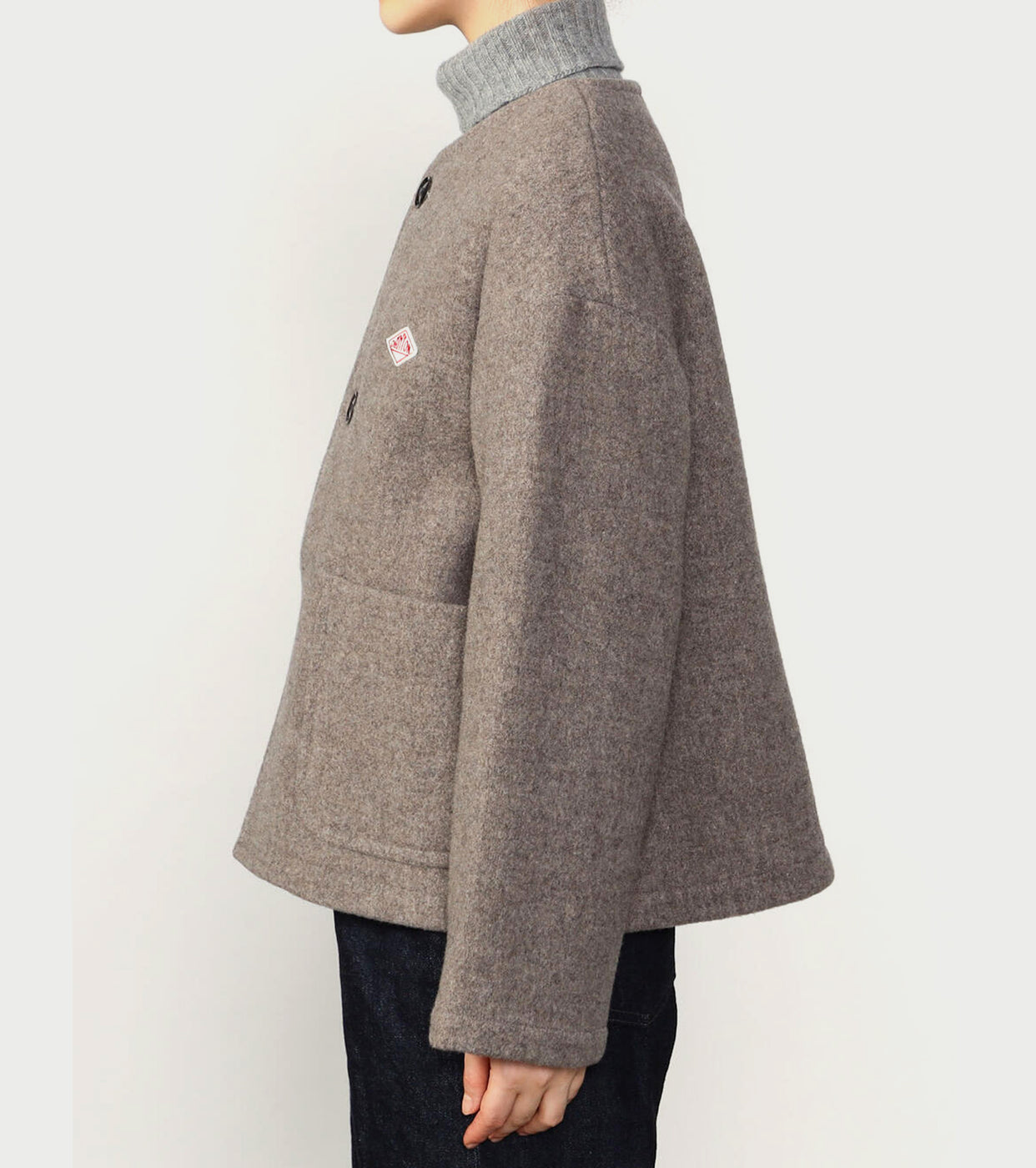 DANTON ウール ライト パイル カラーレス ジャケット , Beige – Navyblue