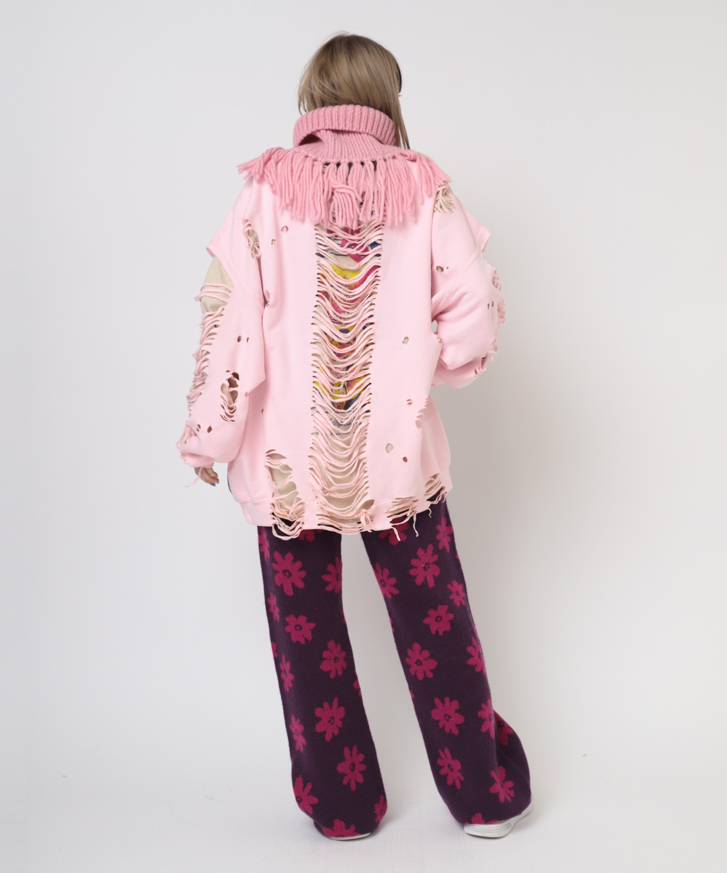 E5046 ローゲージフリンジネックウォーマー(F グリーン): ファッション