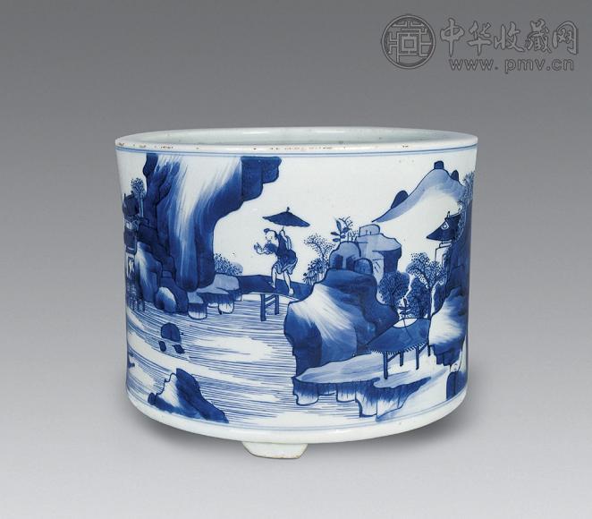 中国 筆筒 年代物 清・老竹彫・人物故事筆筒』極細工 古賞物 中国古玩