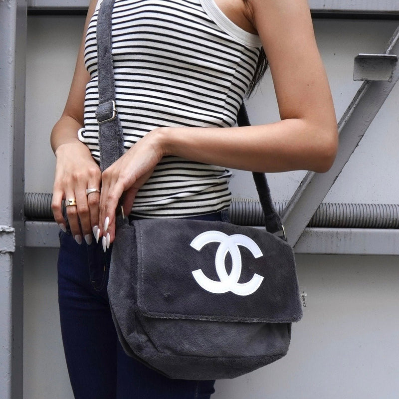 シャネル ココマーク パイル地 ノベルティ ショルダーバッグ グレー