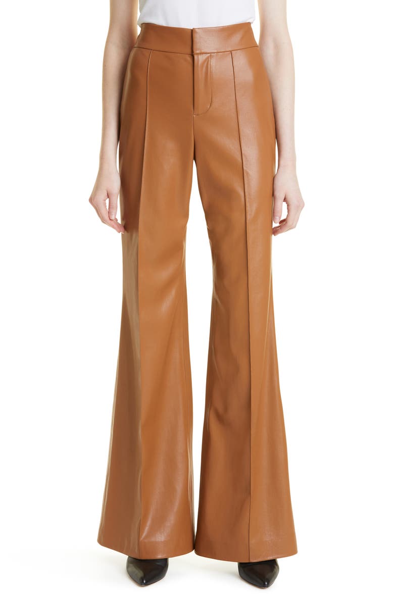 Alice + Olivia Dylan High Waist Faux Leather Wide Leg Pants