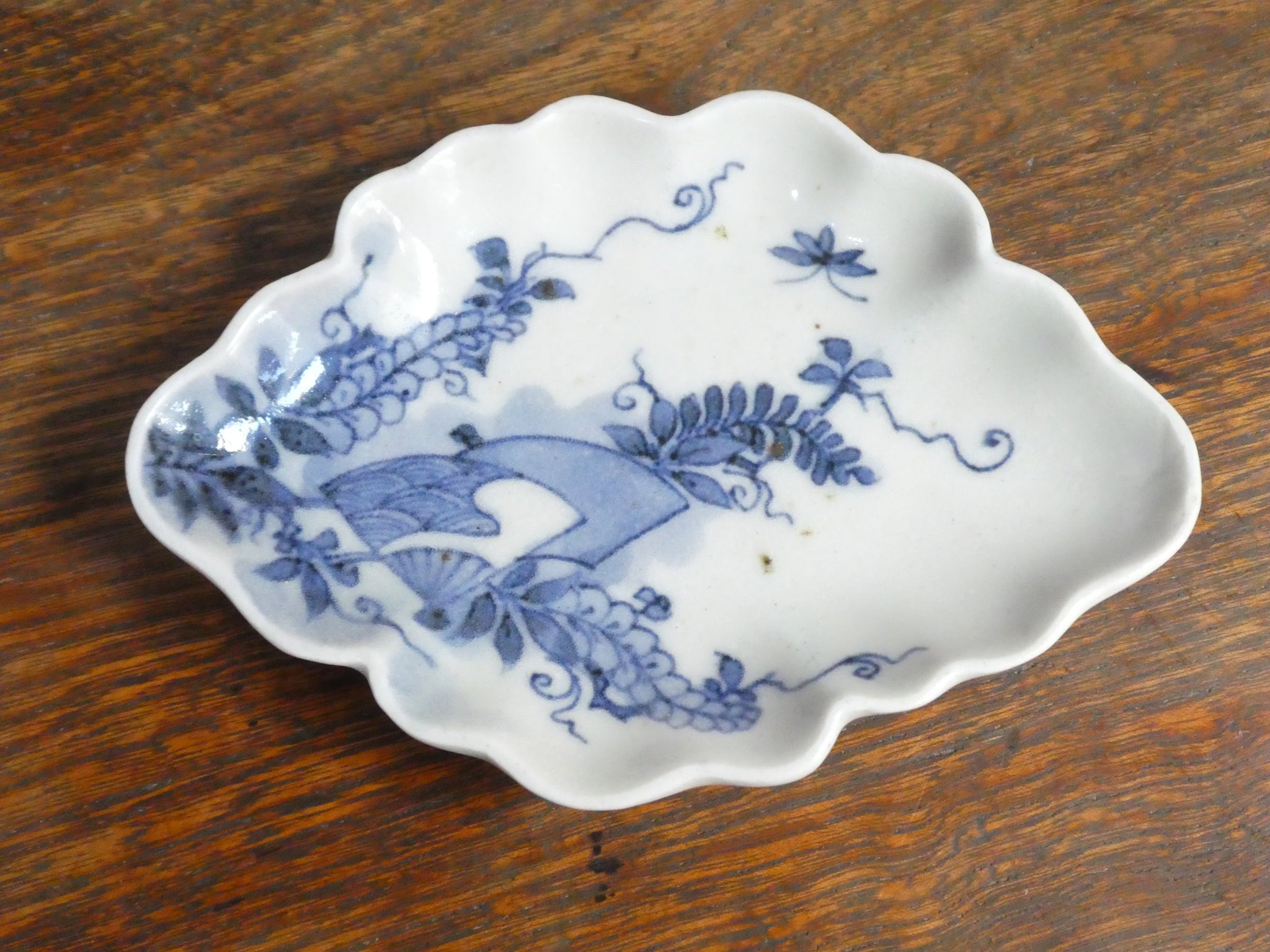 藍九谷 竹虎文皿 古伊万里 染付 中皿