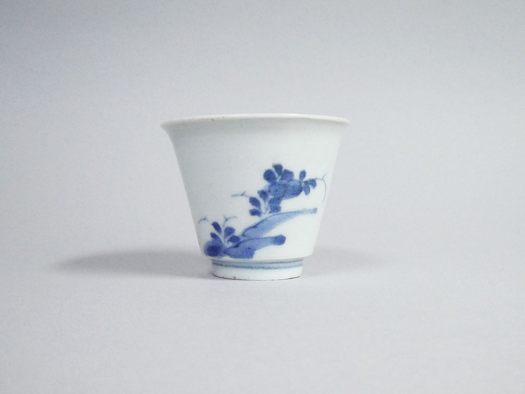 蕎麦猪口そばちょこ色絵草花あざみ無傷完品大振りそば猪口古伊万里