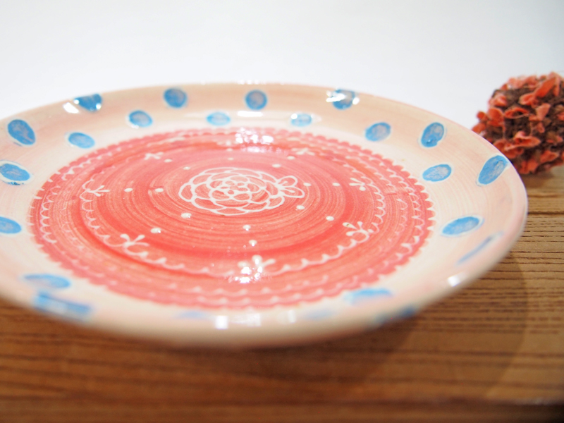 紋花彩泥ドット イッチン取皿（ピンク） 【nicorico】取皿・中皿・大皿