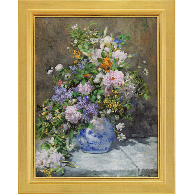 昭和レトロ ルノワール 春の花束 絵画 油絵 油彩画 複製画 静物画 春の