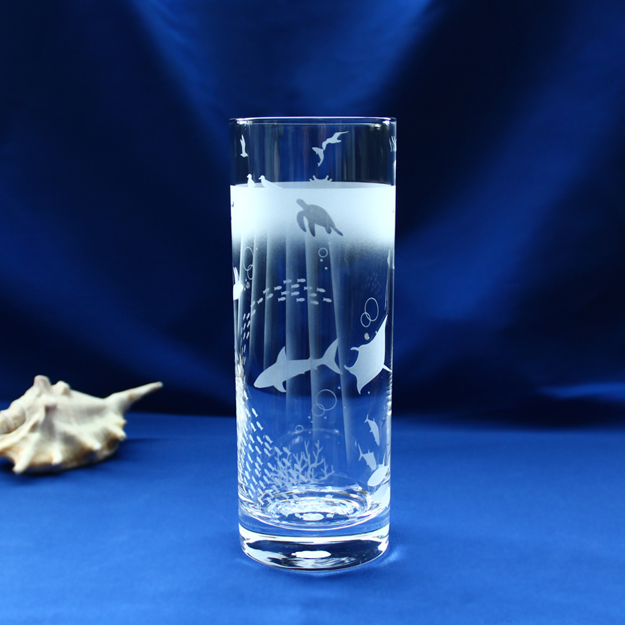 美品、まとめ買い歓迎、サンドブラストのフラワーモチーフのグラス