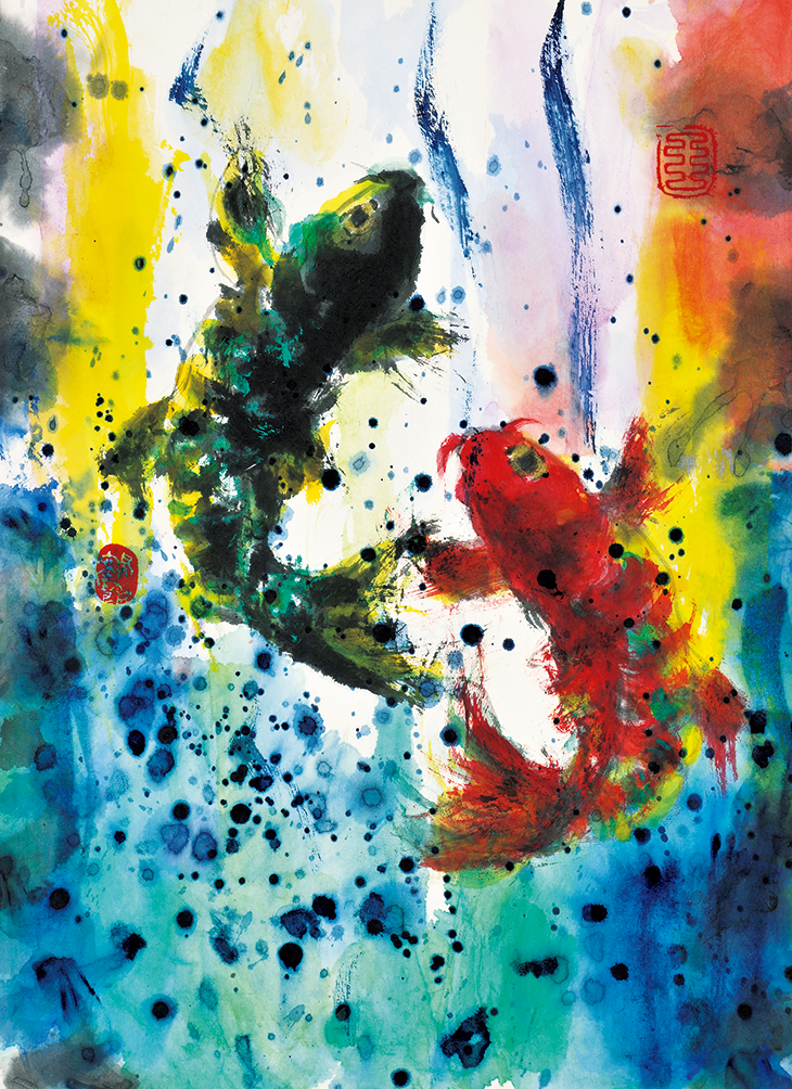 片岡鶴太郎、【渡りがに】、希少な額装用画集より、美品、日本人画家