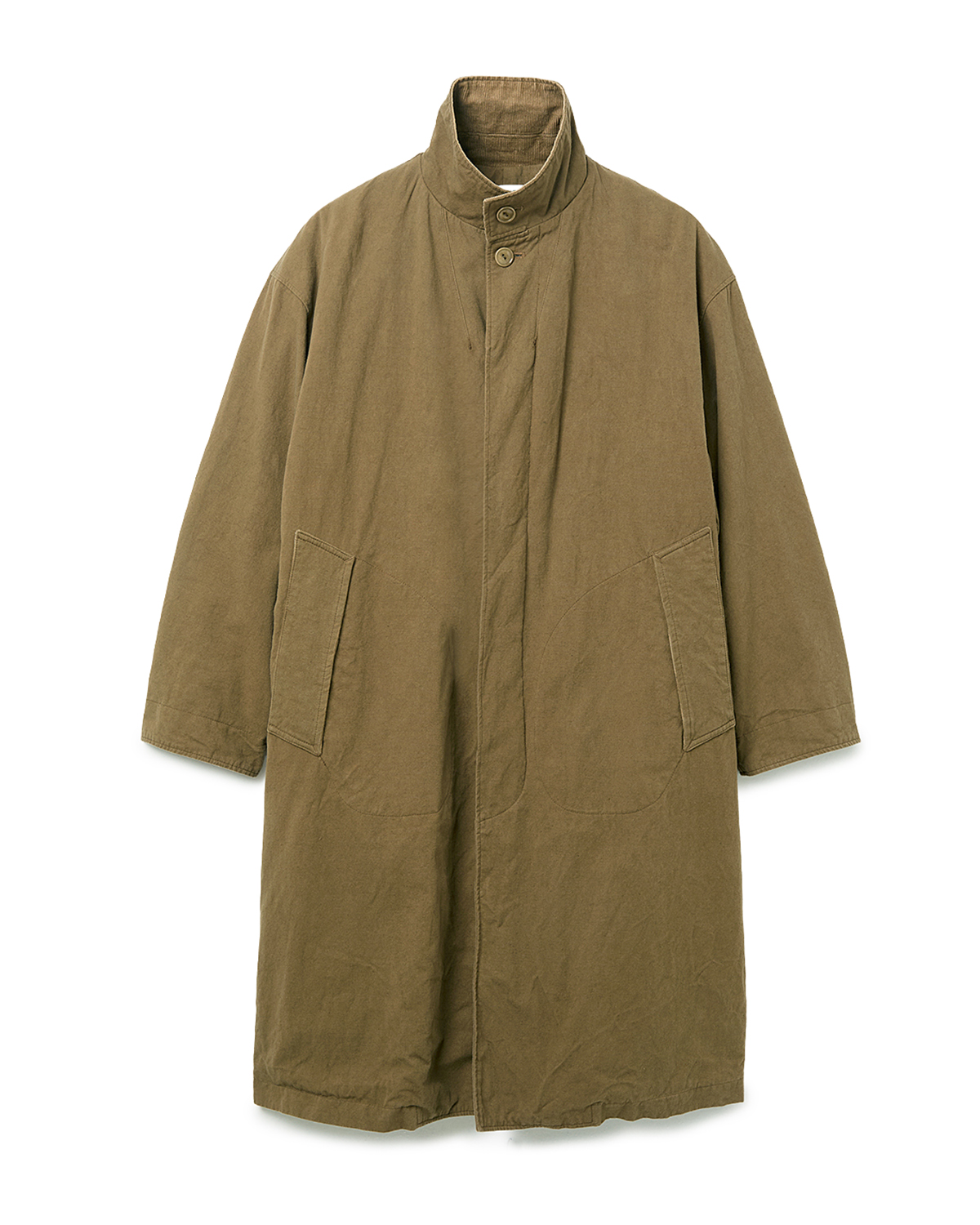 WANDERER LONG COAT C/Li CANVAS SULFUR DYE WITH WINDSTOPPER