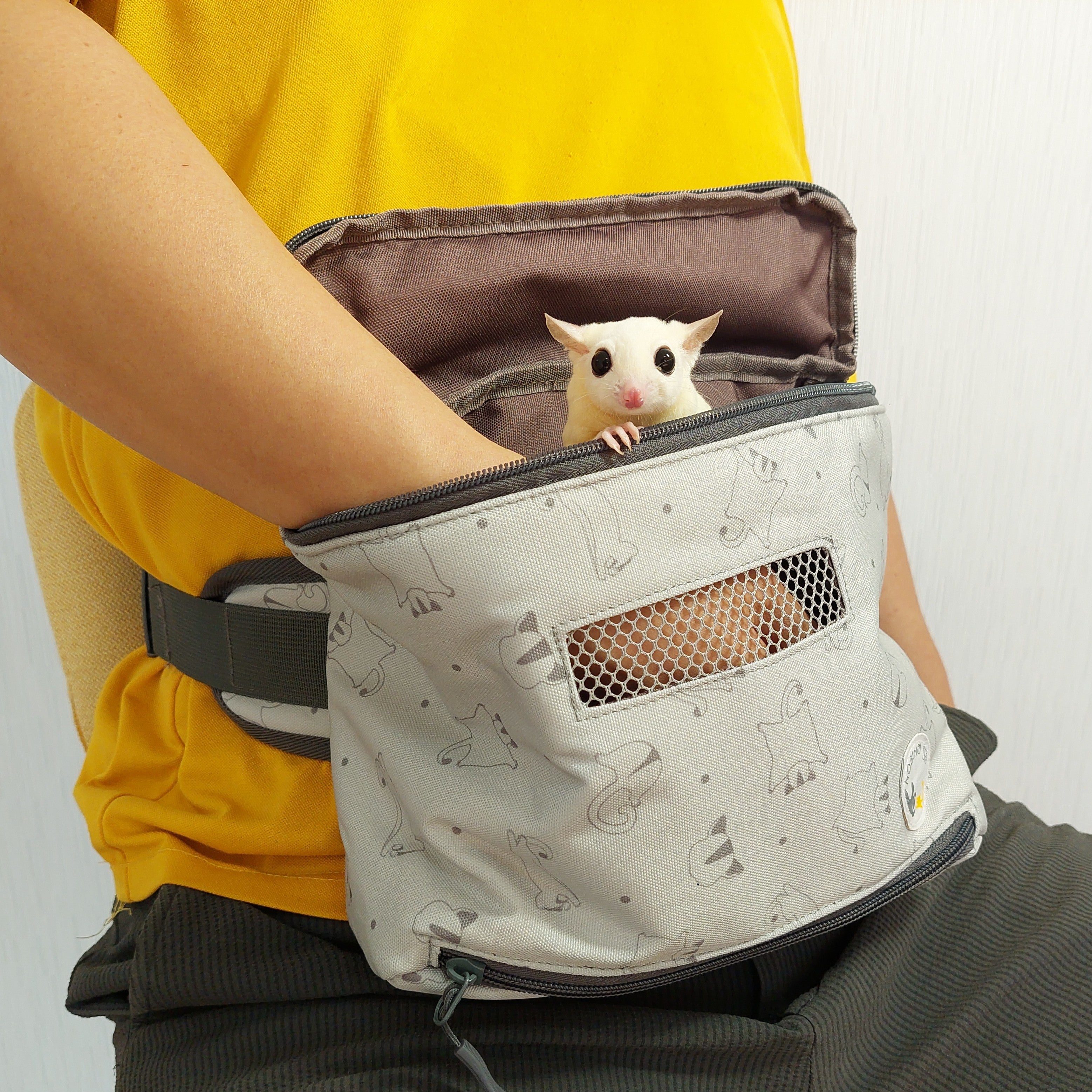 モモンガ 果物ポーチ 黄色 夏用 接触冷感ブランケット付き モモンガ