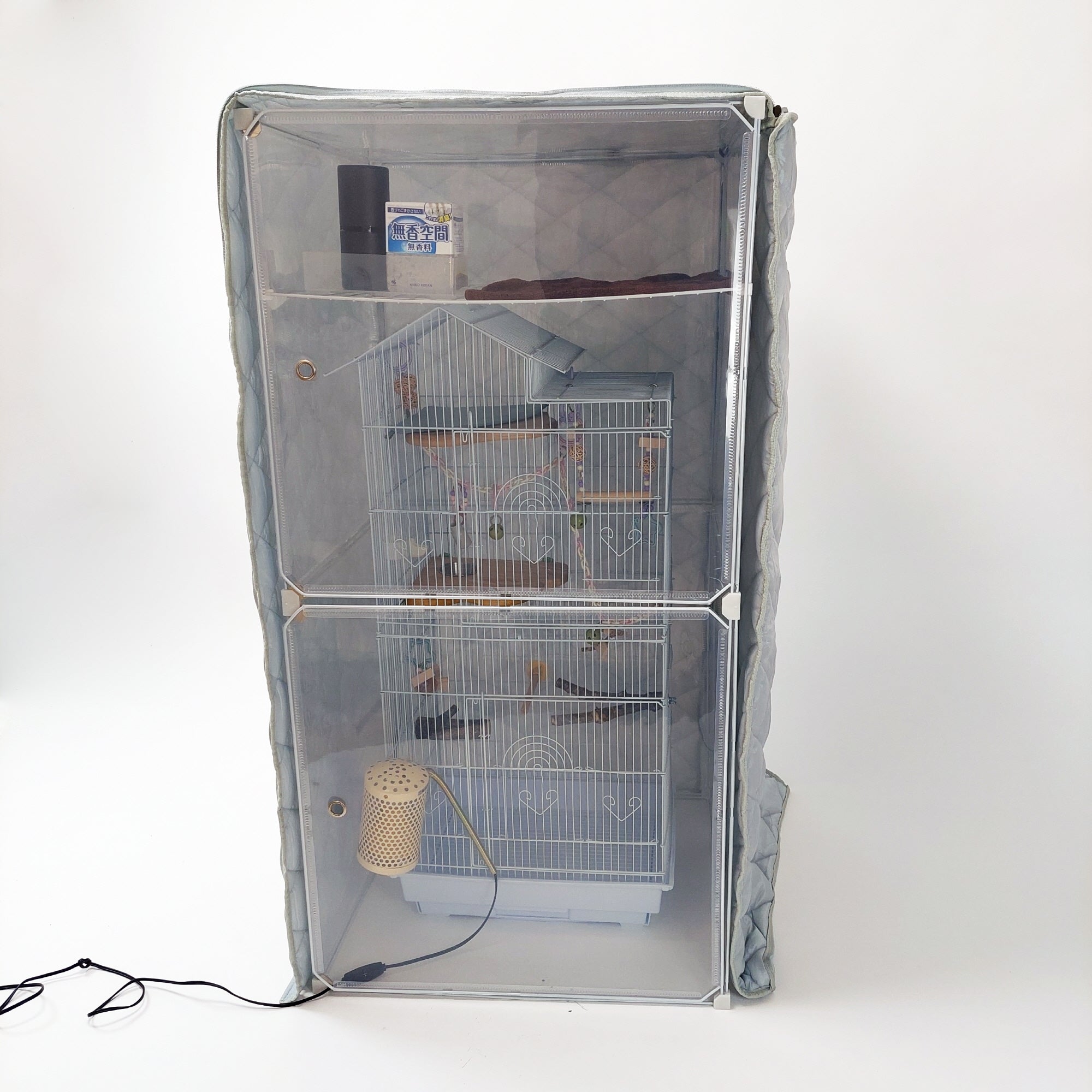 オールシーズン使用OK! インコケージの温湿度管理ケース「10得快適保