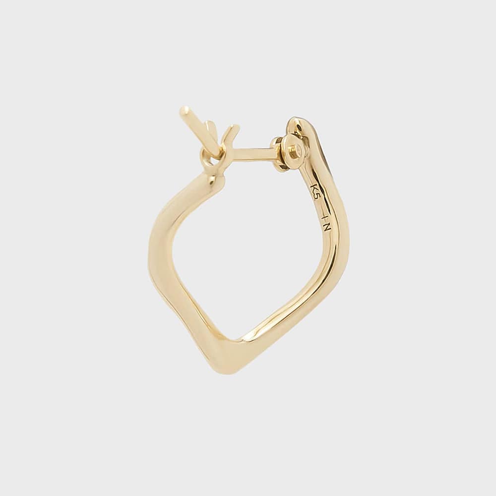 NOJESS K10 ツイストデザイン フープピアス ハート型チャーム付き