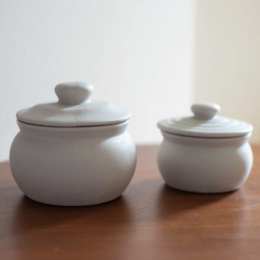 弥満丈欅窯 ふた付かめ（2合）白 ｜のレン神楽坂【公式通販】発酵