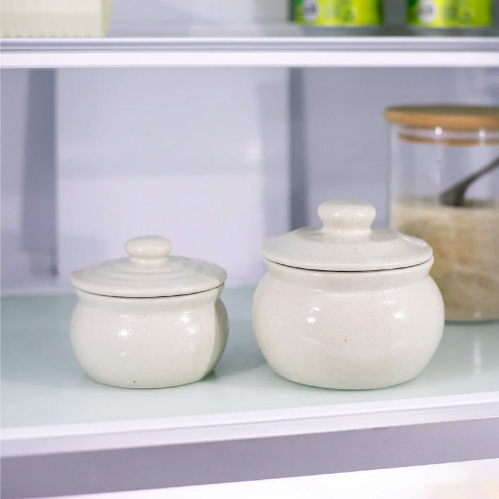 弥満丈欅窯 ふた付かめ（2合）白 ｜のレン神楽坂【公式通販】発酵