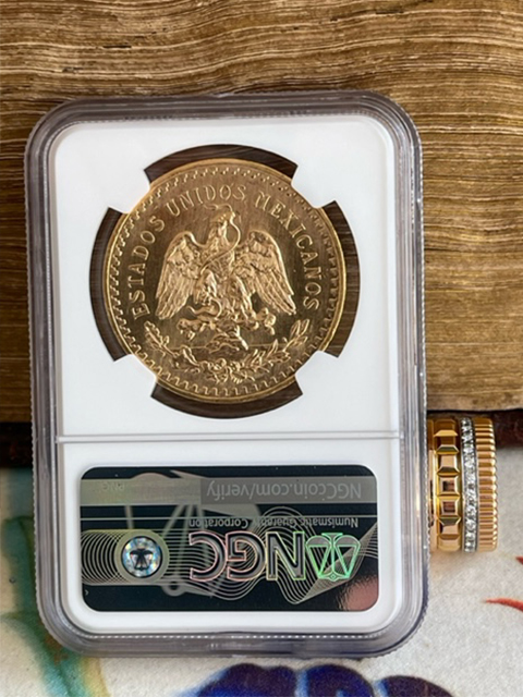 メキシコ1943年銀貨古銭、NGC/MS65 未使用 超美品非常に入手困難