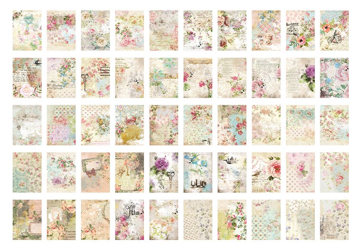 コラージュ素材 デザインペーパーブック 100枚 flower bloom [AS012