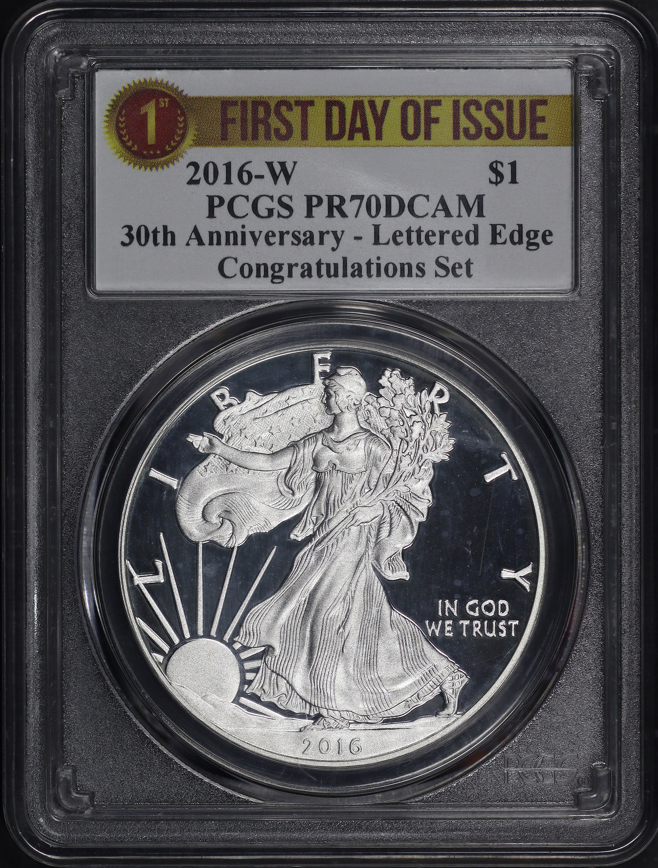 2016 アメリカ イーグル銀貨 PCGS SP70 Lettered Edge