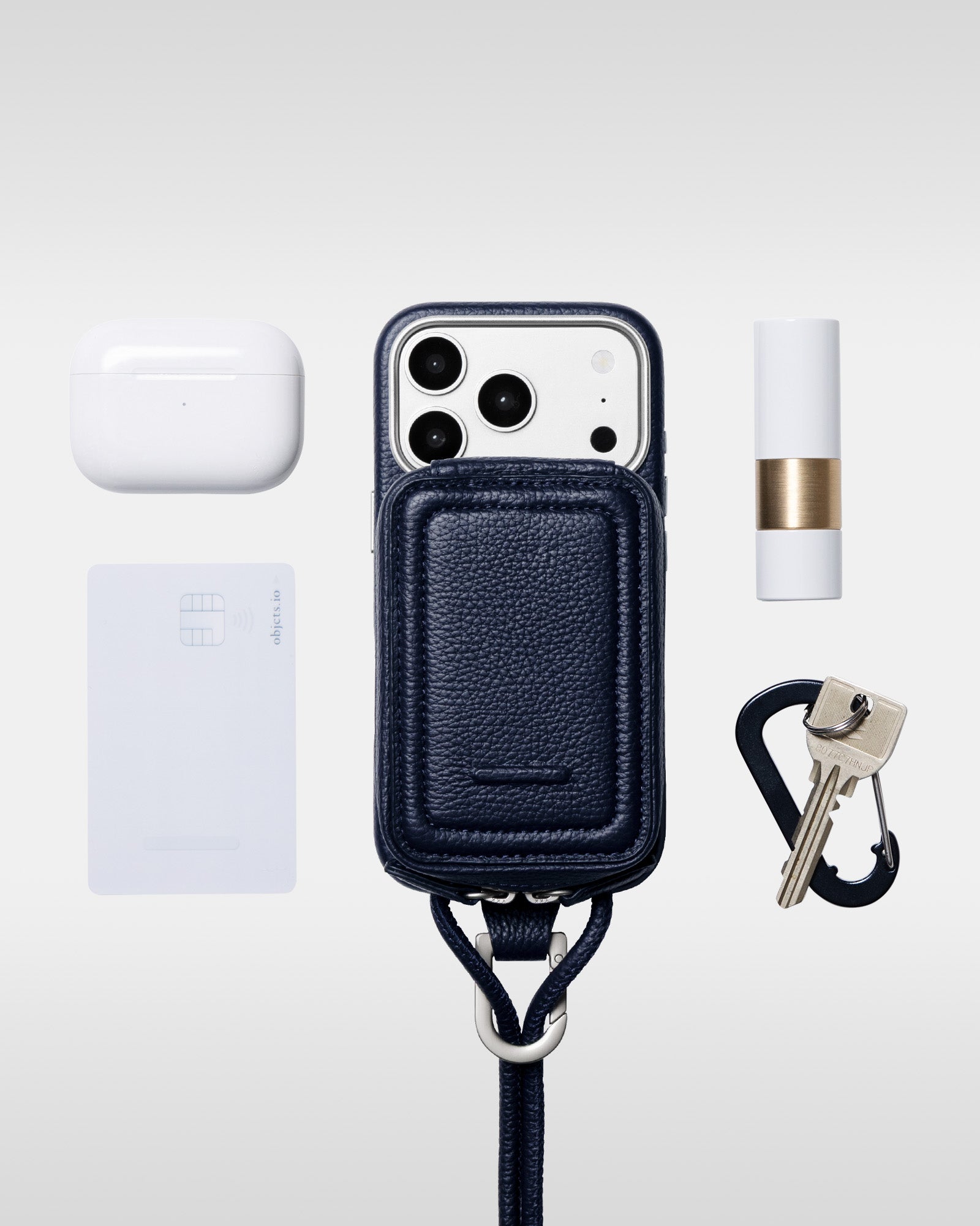 レザー製 iPhoneケース セット / ストラップ付スマホケース / スマホ