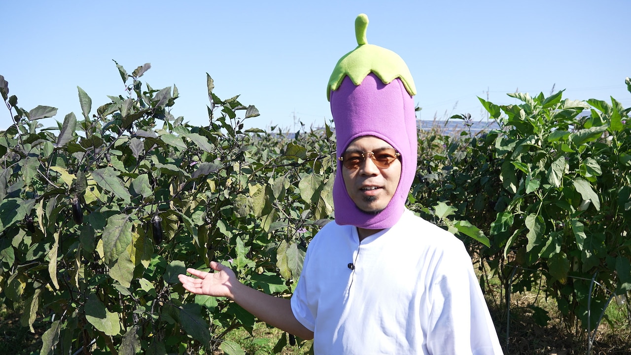 天竺鼠・川原の“本物のナスビの被り物”が商品化 同素材のキーホルダー