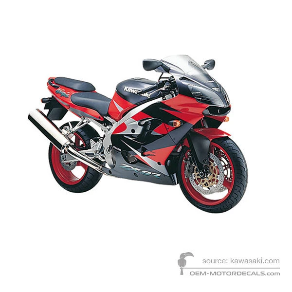 OEM Decals Kawasaki ZX9R 2001 - Red • Original Stickers