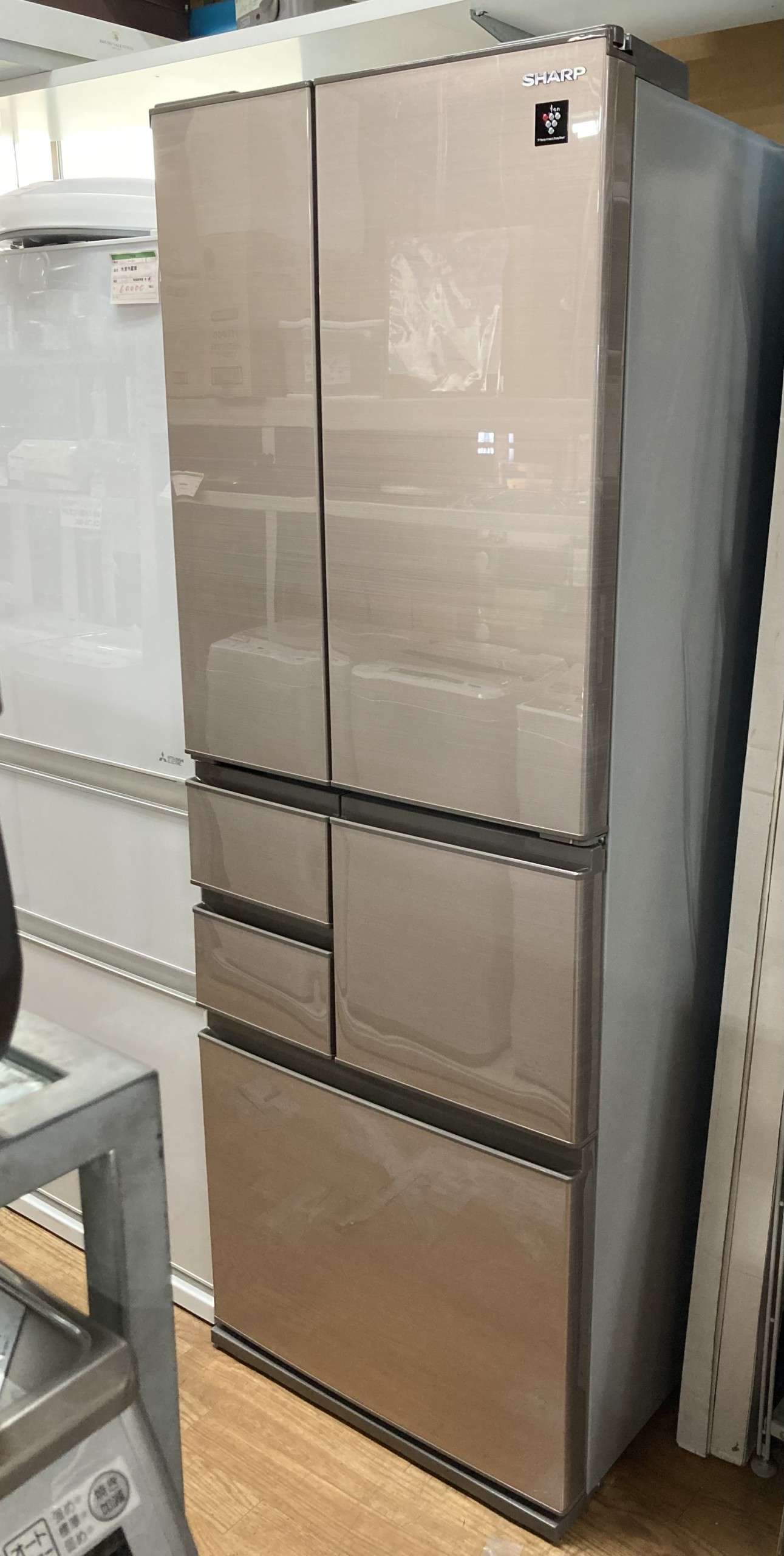 中古 2021年製 シャープ 6ドア冷蔵庫 SJ-X504H-T（502l） フレンチ