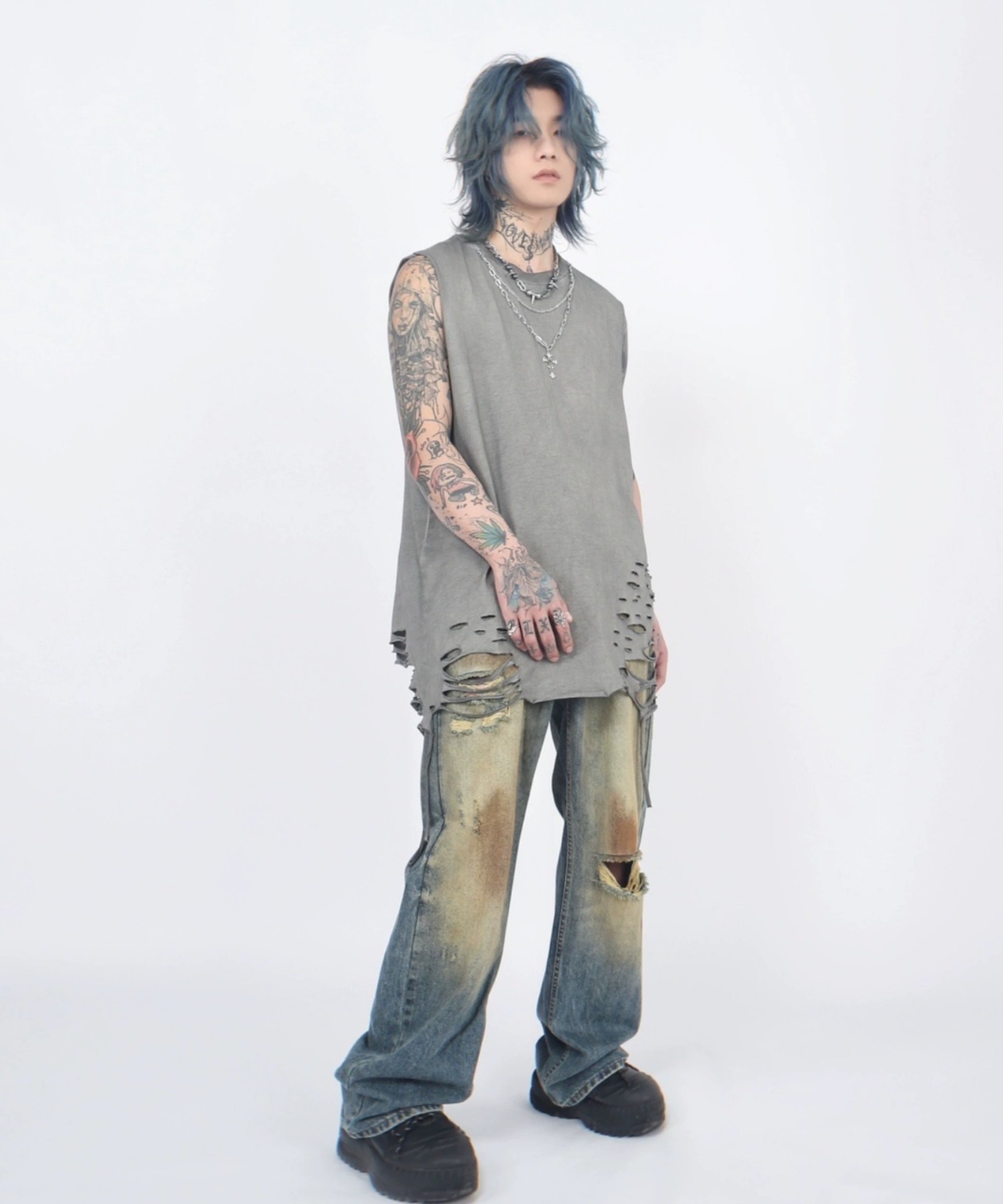 A'GEM/9 × .kom 『ARULE/アルール』チェーン付ダメージノースリーブ