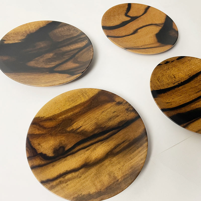 黒柿】丸皿 5寸(直径約150mm) /銘々皿 – おかや木芸