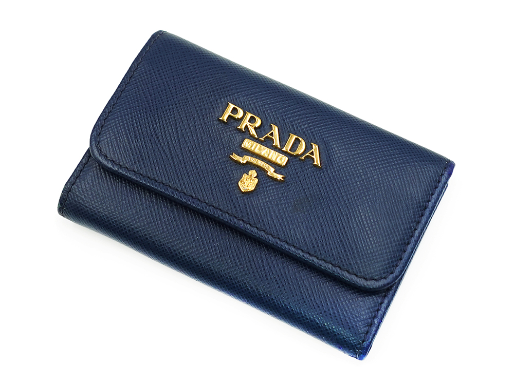 プラダ サフィアーノ キーケース ブリエッタブルー 1PG222