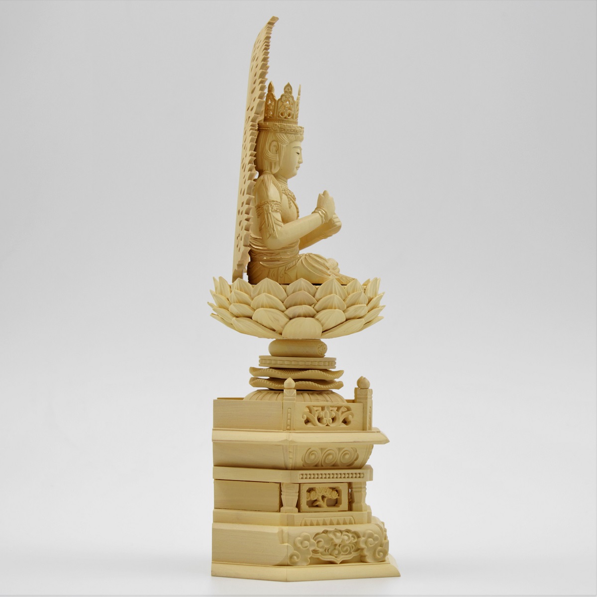 全品ポイントアップ!】仏像 総ツゲ 丸台座 東立弥陀 4寸 ( 柘植 木彫