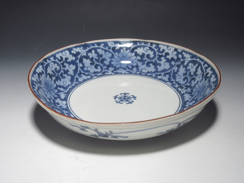 染付 蛸唐草 水指 茶道具 茶道具] 古伊万里 総蛸唐草水指 茶道具]