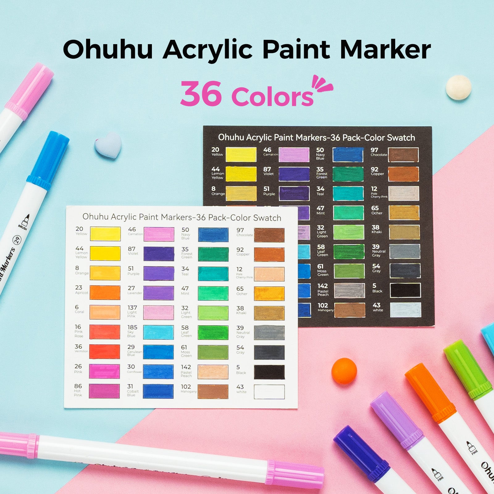 Ohuhu Acrylic Paint Markers Cotton-core 36 Colors - Akaka
