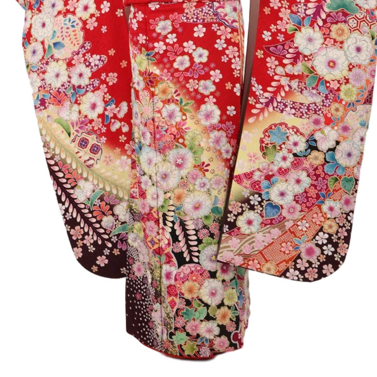 振袖 フルセット 金通し 辻が花 豪華 濃赤 可愛い 絞り m5 振袖 フル