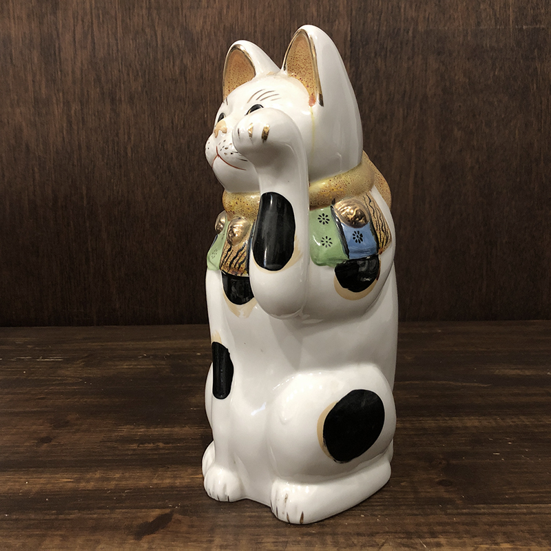 古瀬戸 骨董品 招き猫 27cm 完品 ジャパン アンティーク 稀少な大きな