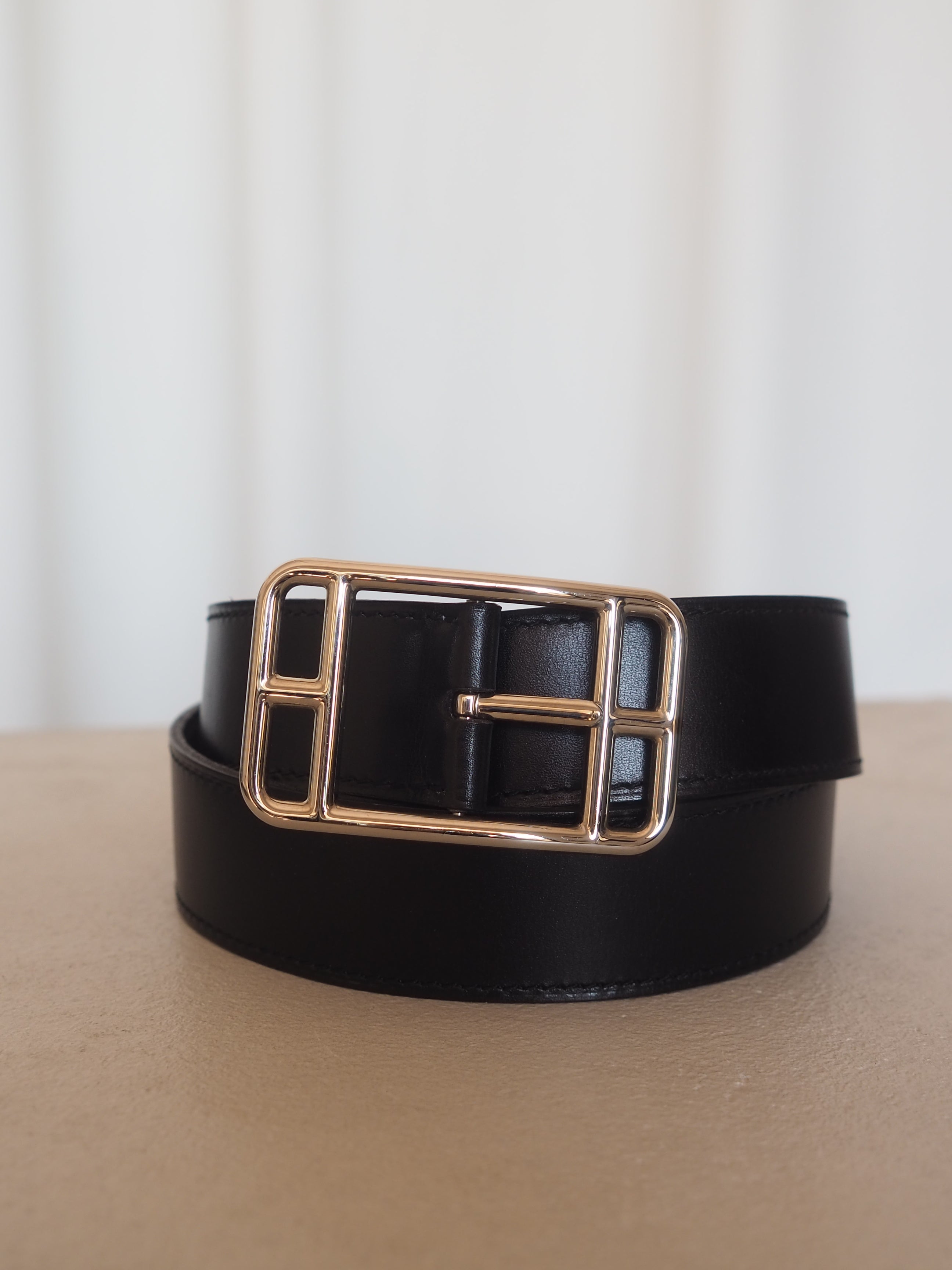 HERMES エルメス ケープコッド ベルト サイズ90 シルバー ブラック